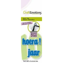CraftEmotion Impress stamp Die - tekst: hoera __ jaar! (NL) Card 5x10cm - 8 cm  (115633/3142)*