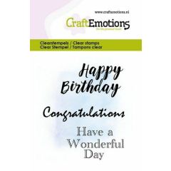 CraftEmotions clearstamps 6x7cm - Text Happy Birthday EN (130501/5012)*