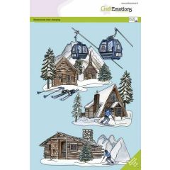 CraftEmotions clearstamps A5 - Blokhutten en skilift GB Dimensional stamp (130501/3032)*