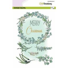 CraftEmotions clearstamps A5 - Eucalyptus krans Merry Christmas GB Dimensional stamp (130501/3015) (AFGEPRIJSD)