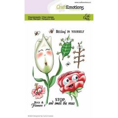 CraftEmotions clearstamps A6 - Bugs & flowers 1 Carla Creaties (130501/1695) (AFGEPRIJSD)