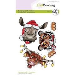 CraftEmotions clearstamps A6 - Funny animals 5 Christmas Carla Creaties