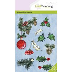CraftEmotions clearstamps A6 - Kerstbal met takjes en besjes GB Dimensional stamp (130501/0103) (AFGEPRIJSD)