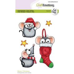 CraftEmotions clearstamps A6 - Mouse 1 Christmas Carla Creaties