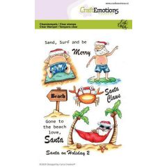 CraftEmotions clearstamps A6 - Santa on Holiday 2 Carla Creaties (130501/1692) (AFGEPRIJSD)