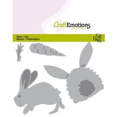 CraftEmotions Die - Bunny 1 -konijn met wortel Card 11x9cm Carla Creaties (115633/0435) (AFGEPRIJSD)
