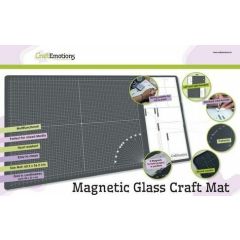 CraftEmotions Glass Craft Mat (60,3 x 36,2cm) magnetisch Tempered glass grid 40x32cm (860503/1800'