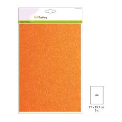 CraftEmotions glitterpapier 5 vel neon oranje +/- 29x21cm 120gr*