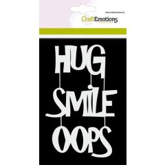 CraftEmotions Mask stencil - Tekst HUG SMILE OOPS (EN) Carla Creaties (185070/0206) *