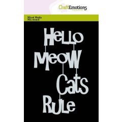 CraftEmotions Mask stencil - Tekst Meow Cats Rule A6 (EN) Carla Creaties (185070/0204) *