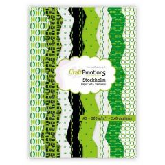 CraftEmotions Paper pad Stockholm - groen 24 vl A5 14,8x21CM (118040/2004)