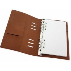 CraftEmotions Ringband Planner - voor papier 120x210mm - Cognac bruin PU leather - Paper not included 