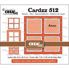 Crealies Cardzz Frame & Inlay Anna 4x vierkant CLCZ512 8,3x8,3 - 7,8x7,8cm + inlay dies  (115634/5562) *