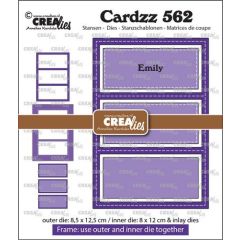 Crealies Cardzz Frame & Inlay Emily 3x rechthoek CLCZ562 8,5x12,5 - 8x12cm + inlay dies (115634/5568) *