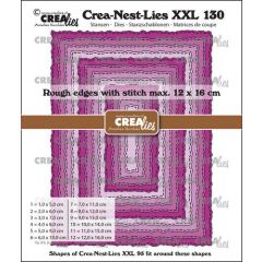 Crealies Crea-nest-dies XXL Rechthoeken ruwe randen en stiklijn CLNestXXL130 12x16cm (115634/0130) *