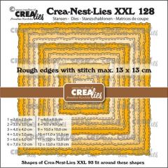 Crealies Crea-nest-dies XXL Vierkanten ruwe randen en stiklijn CLNestXXL128 13x13cm (115634/0128) *