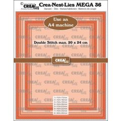 Crealies Crea-Nest-Lies Mega Rechthoek stiksteek CLNestMega36 For A4 machine: max. 20 x 24 cm (115634/1636) *