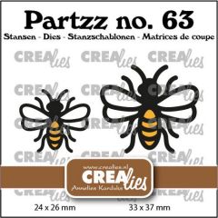 Crealies Partzz Bijen klein en middel CLPartzz63 24 x 26 mm + 33 x 37 mm (115634/5063) *