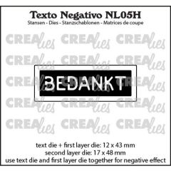 Crealies Texto Negativo Bedankt - NL (H) NL05H max.17x48mm (115634/7105) *