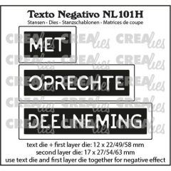 Crealies Texto Negativo MET OPRECHTE DEELNEMING (H) NL101H max. 17 x 27/54/63 mm (115634/7328) *