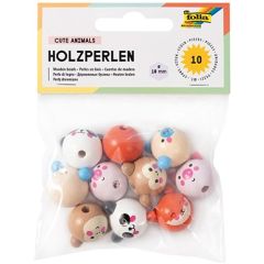 Folia Houten Kralen Schattige Dieren - 10 Stuk (22982)