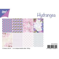 Joy! Crafts Design Papierset - Hydrangea A4 -12 vel - 3x4 designs dubbelzijdig geprint - 20*