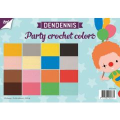 Joy! Crafts Papierset - Dendennis Party crochet colors A4 - 12 vel-3x4 designs dubbelzijdig-200 gr*