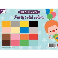Joy! Crafts Papierset - Dendennis Party solid colors A4 - 12 vel-3x4 designs dubbelzijdig-200 gr*