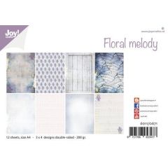 Joy! Crafts Papierset - Design Floral Melody A4 -12 vel - 3x4 designs dubbelzijdig - 200g*