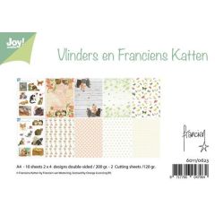 Joy! Crafts Papierset - Design - Franciens Katten en Vlinders A4 -10 vel 120gr - 2x4 designs dubbelzijdig geprin*