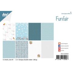 Joy! Crafts Papierset - Design Funfair A4 -12 vel - 3x4 designs dubbelzijdig - 200g*