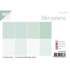 Joy! Crafts Papierset - Design - Mint patronen A4 -12 vel - 3x4 designs dubbelzijdig geprint - 20*