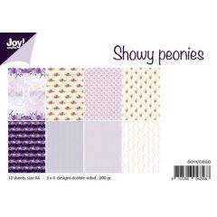 Joy! Crafts Papierset - Design  Showy Peonies A4 -12 vel - 3x4 designs dubbelzijdig geprint - 20*