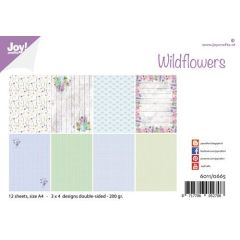 Joy! Crafts Papierset - Design - Wild flowers A4 -12 vel - 3x4 designs dubbelzijdig - 200g*