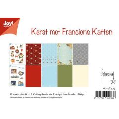 Joy! Crafts Papierset - Kerst met Franciens Katten A4 - 10 vel - 2 knipvellen - 2x4 designs dubbelzij*