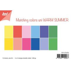 Joy! Crafts Papierset Matching Colors uni - Warm Summer 12 vel-3x4 designs dubbelzijdig-200 gr*