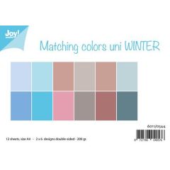 Joy! Crafts Papierset - Matching Colors Uni - Winter A4 - 12 vel - 3x4 designs - 200 gr*