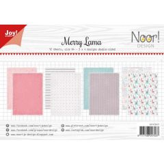 Joy! Crafts Papierset - Noor - Design Merry Lama A4 -12 vel - 3x4 designs dubbelzijdig geprint - 20*