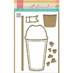 Marianne D Craft Stencil - Smoothie kop PS8121 21x15cm (AFGEPRIJSD)