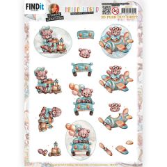 3D Push Out - Yvonne Creations - Hello World - Playing Teddybear (SB10727)