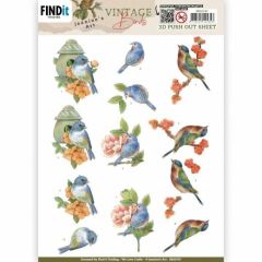 3D Push Out - Jeanine's Art - Vintage Birds - Stone Bird House (SB10747)