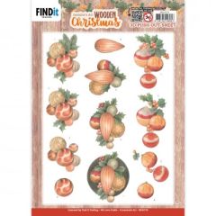 3D Push-Out - Jeanine's Art - Wooden Christmas - Orange Baubles (SB10776)