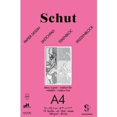 Schut Tekenpapier 180gr A4 blok a 70 vel Roze SCH11814 (114981/1814)