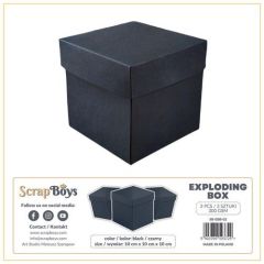 ScrapBoys Exploding box - zwart - 3 st - 300 grm SB-EBB-02 10x10x10 cm *