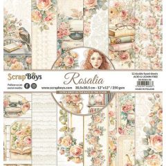 ScrapBoys Rosalia paperset 12 vl+cut out elements-DZ ROSA-08 250gr 30,5cmx30,5cm *