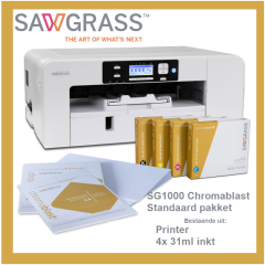 SAWGRASS SG1000 Chromablast Standardpakket (Met  inkl. 31 ml  cartridges en 100 vel A3 Chromablast papier)