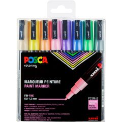 Uni Posca Verfmarker - lijndikte: 0,9-1,3 mm - PC-3M - Pastel - Set van 8