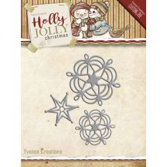 Die - Yvonne Creations - Holly Jolly - Snowflake and Star (AFGEPRIJSD)